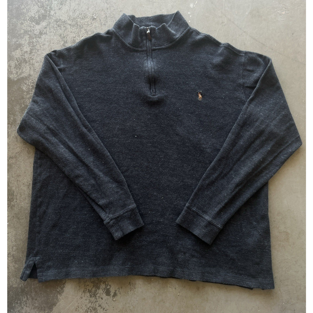 Polo Ralph Lauren Estate Rib Sweater Men’s XLT Gray 1/4 Zip Pullover Big & Tall